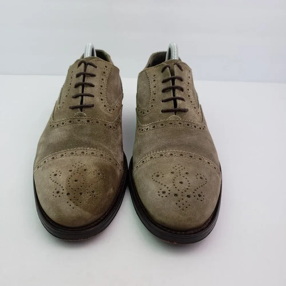 Crosby Square Tanger Mens Size 8.5 Brown Suede Formal Cap Toe Oxford Shoes